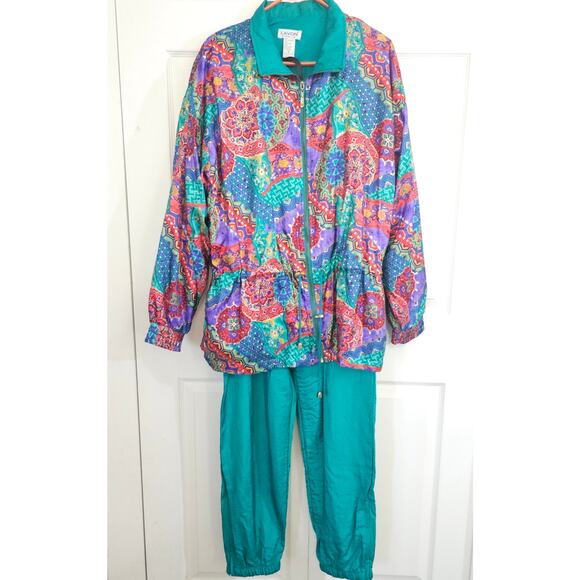 Lavon by Cheerful Corp 90s‎ NylonTrack Suit XL Cottage Resortwear Vintage - Picture 1 of 13